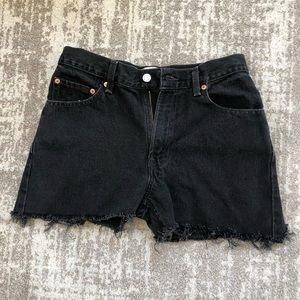 Levis 550 High Waist Jean Shorts Black Vintage